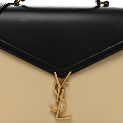 Saint Laurent Smooth Shiny Calfskin Medium Classic Monogram Cassandra Top Handle Black Crema Soft 5 of 12