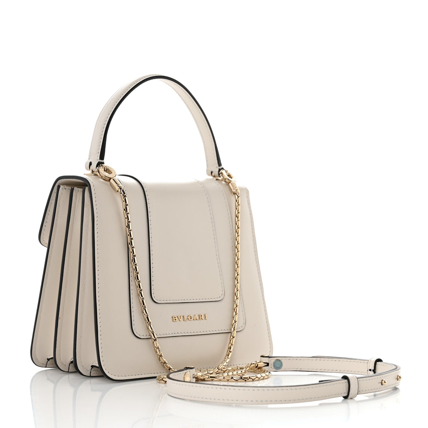 Calfskin Serpenti Forever Top Handle White