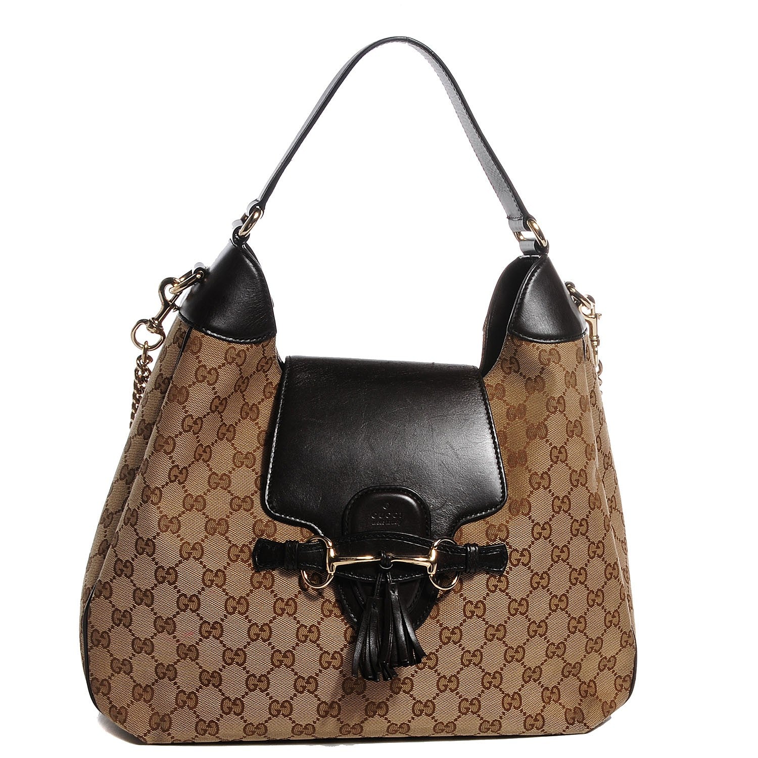 Gucci Monogram Margaux Calfskin Medium Emily Hobo Beige Ebony Black 1 of 9