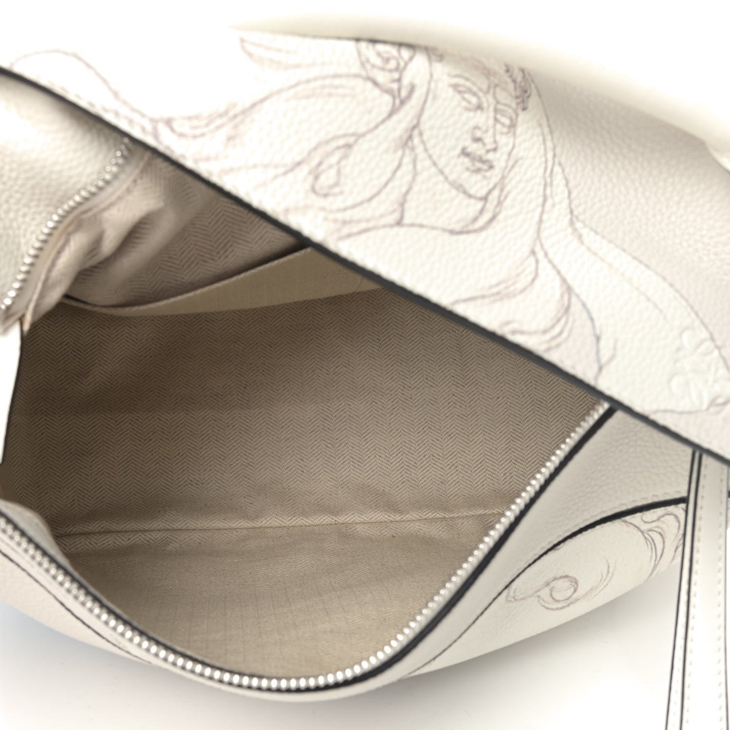 Grained Calfskin Faces Puzzle Bag Soft White