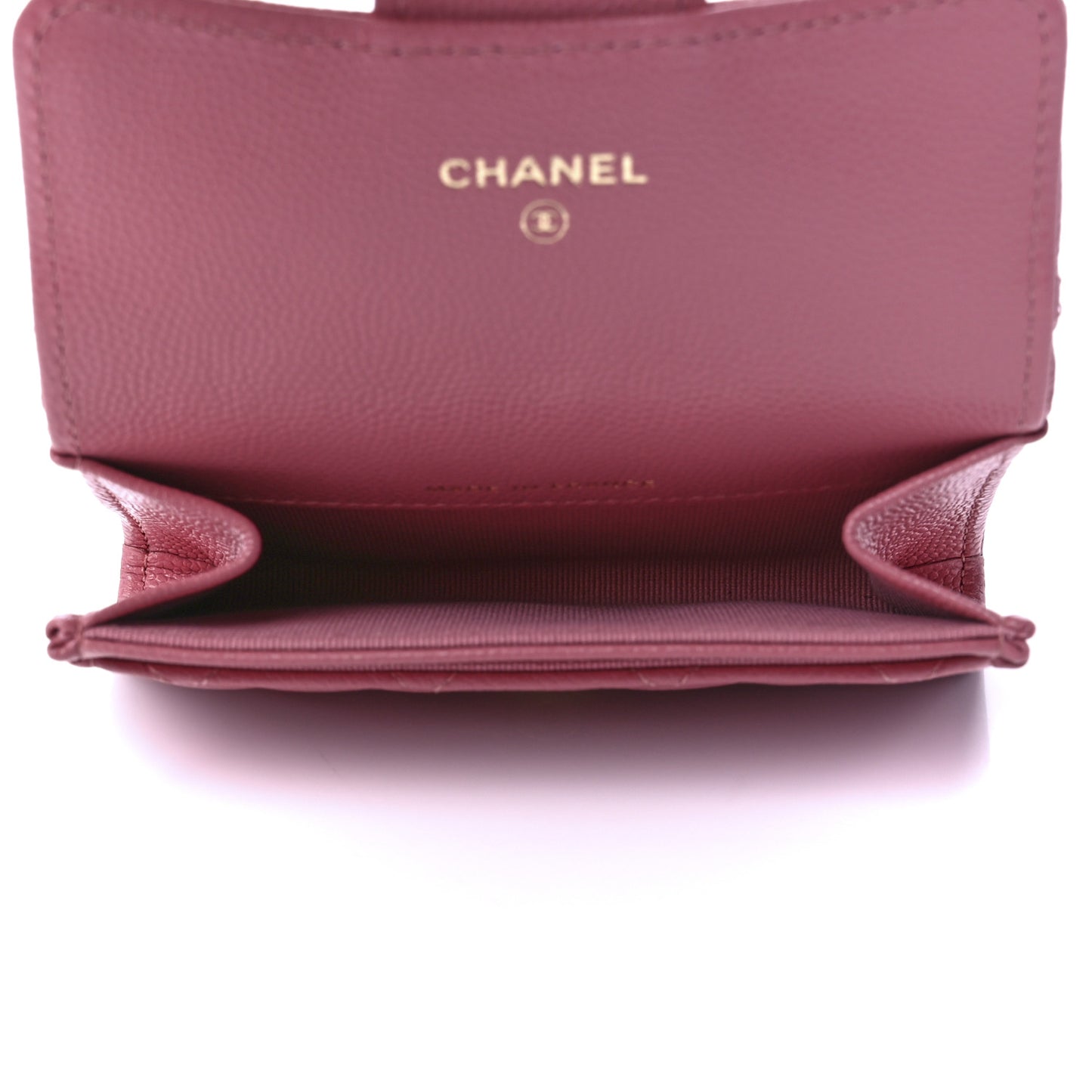 Caviar Quilted Flap Card Holder Wallet Pink