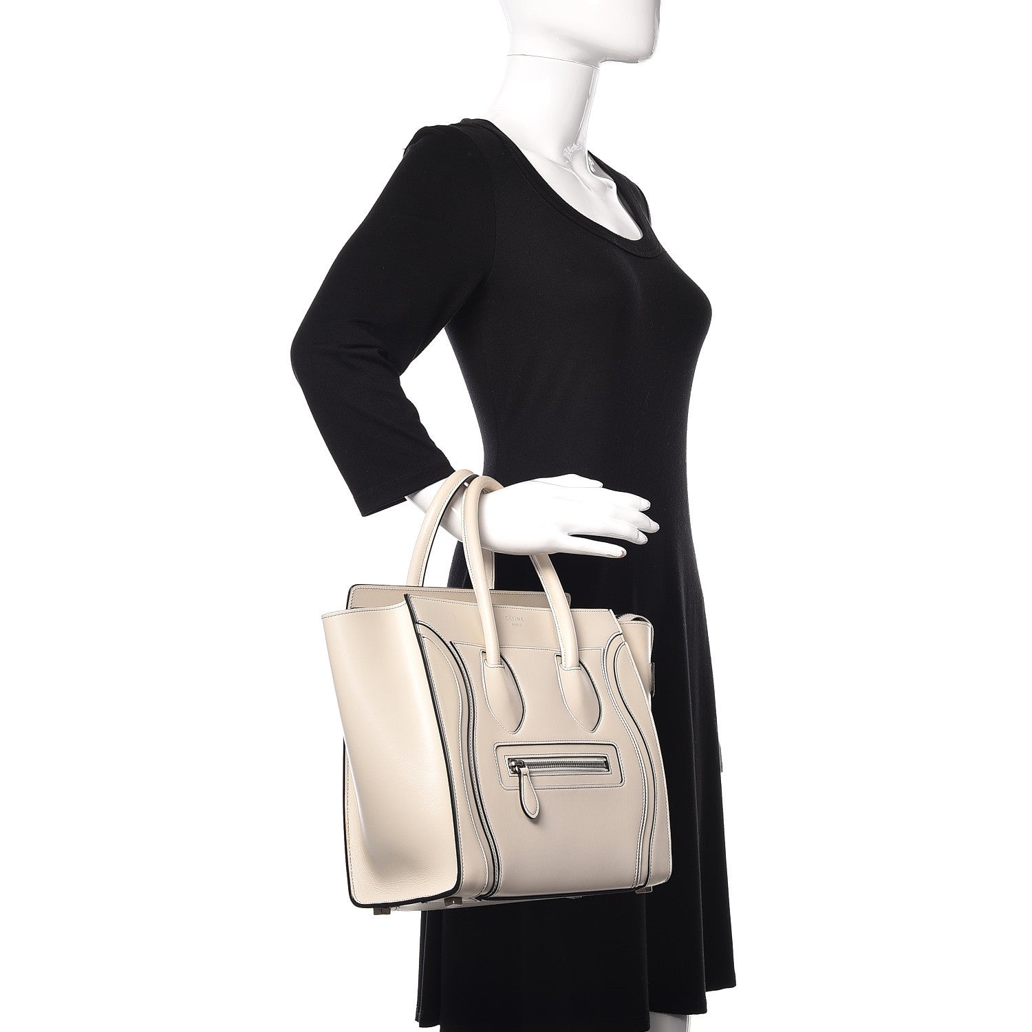 Celine Satin Calfskin Micro Debossed Luggage White 2 of 13