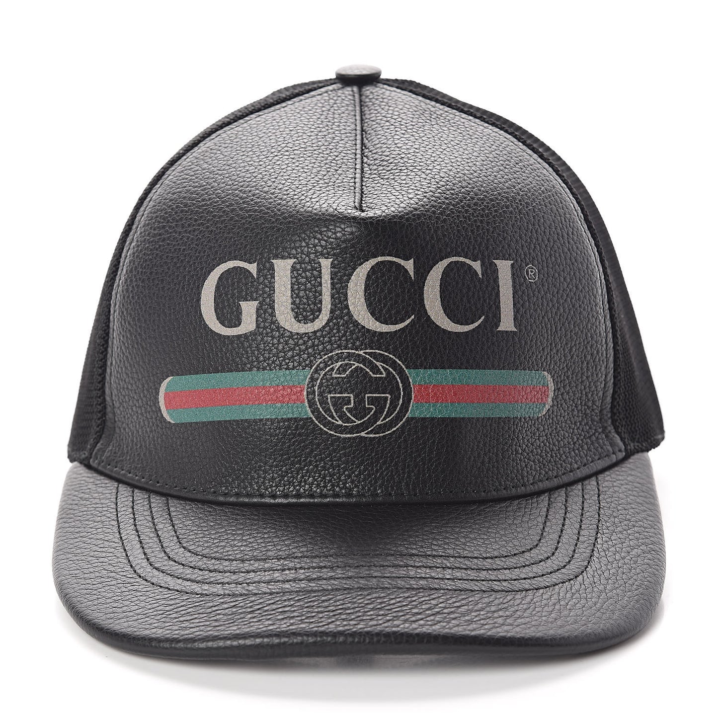 Grained Calfskin Logo Baseball Hat M 58 Black