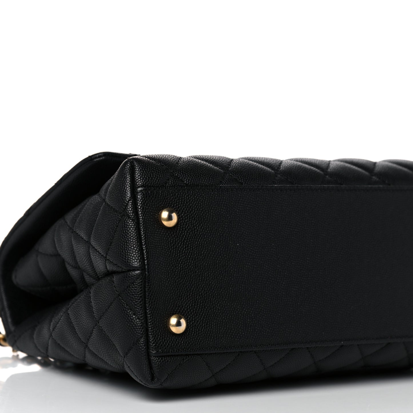 Caviar Lizard Quilted Small Coco Handle Flap Black