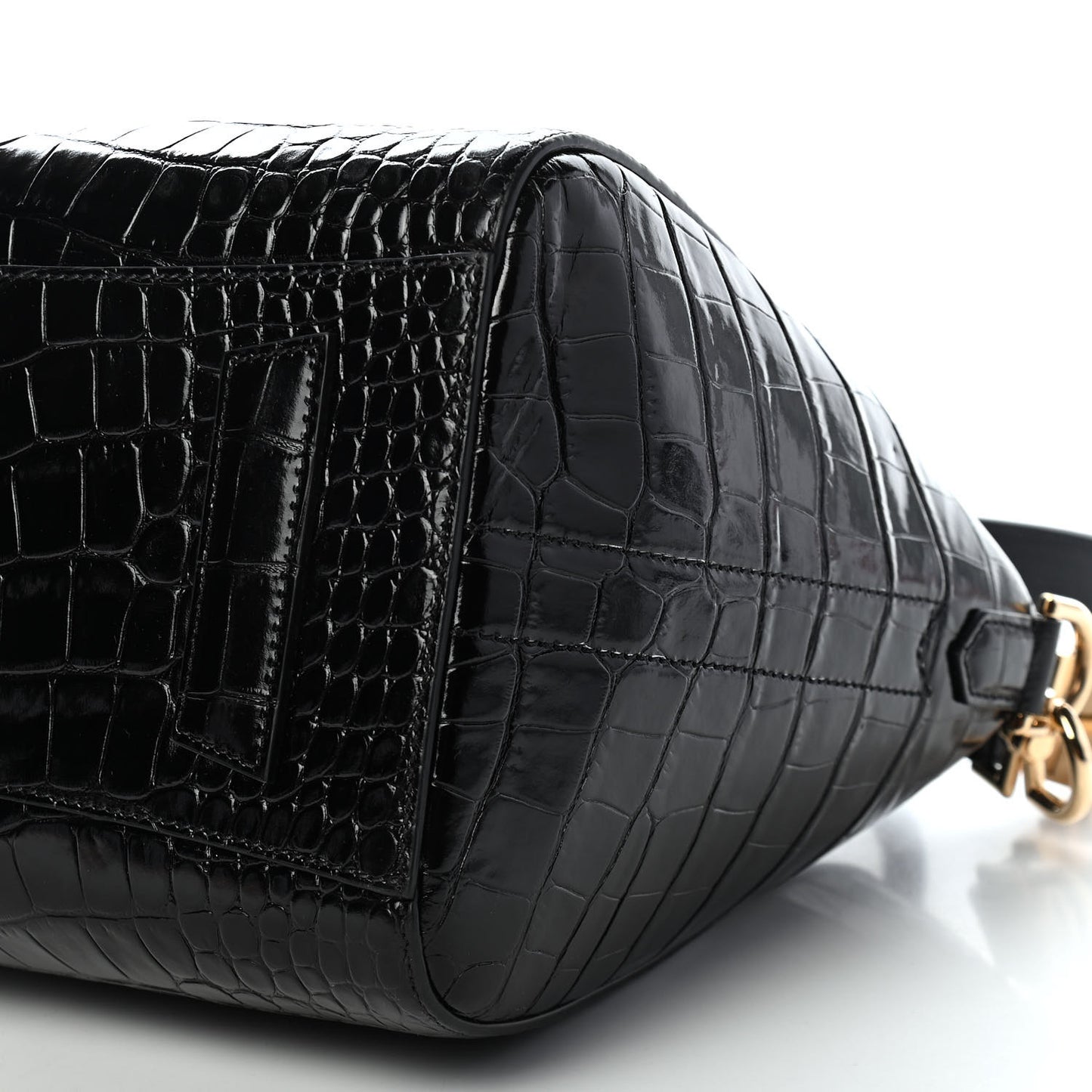 Calfskin Crocodile Embossed Small Antigona Black