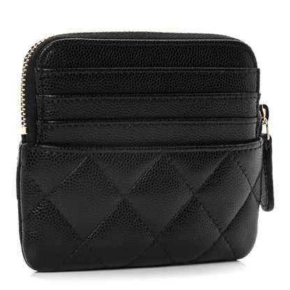 Chanel Caviar Quilted Zip Card Holder Wallet Black 3 of 10