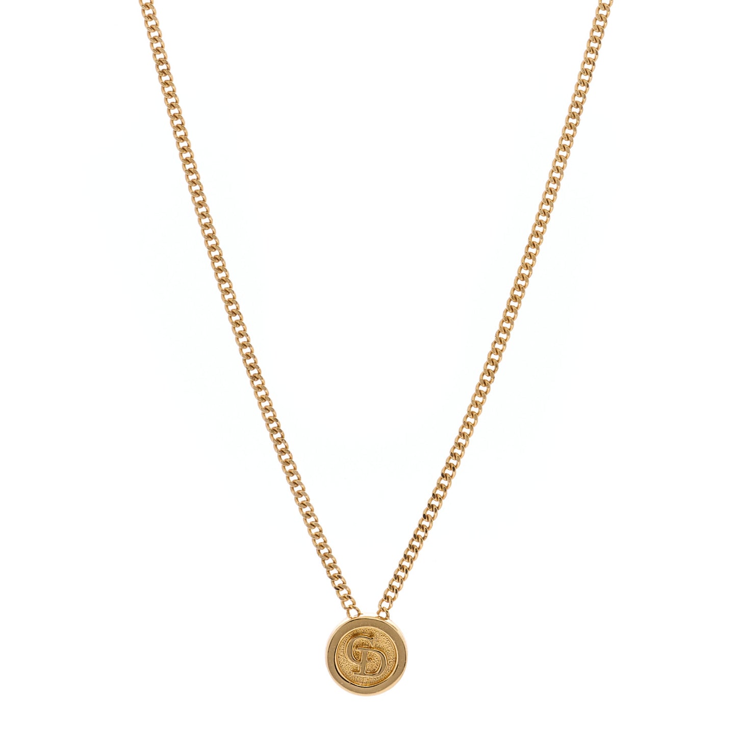 Metal CD Logo Necklace Gold