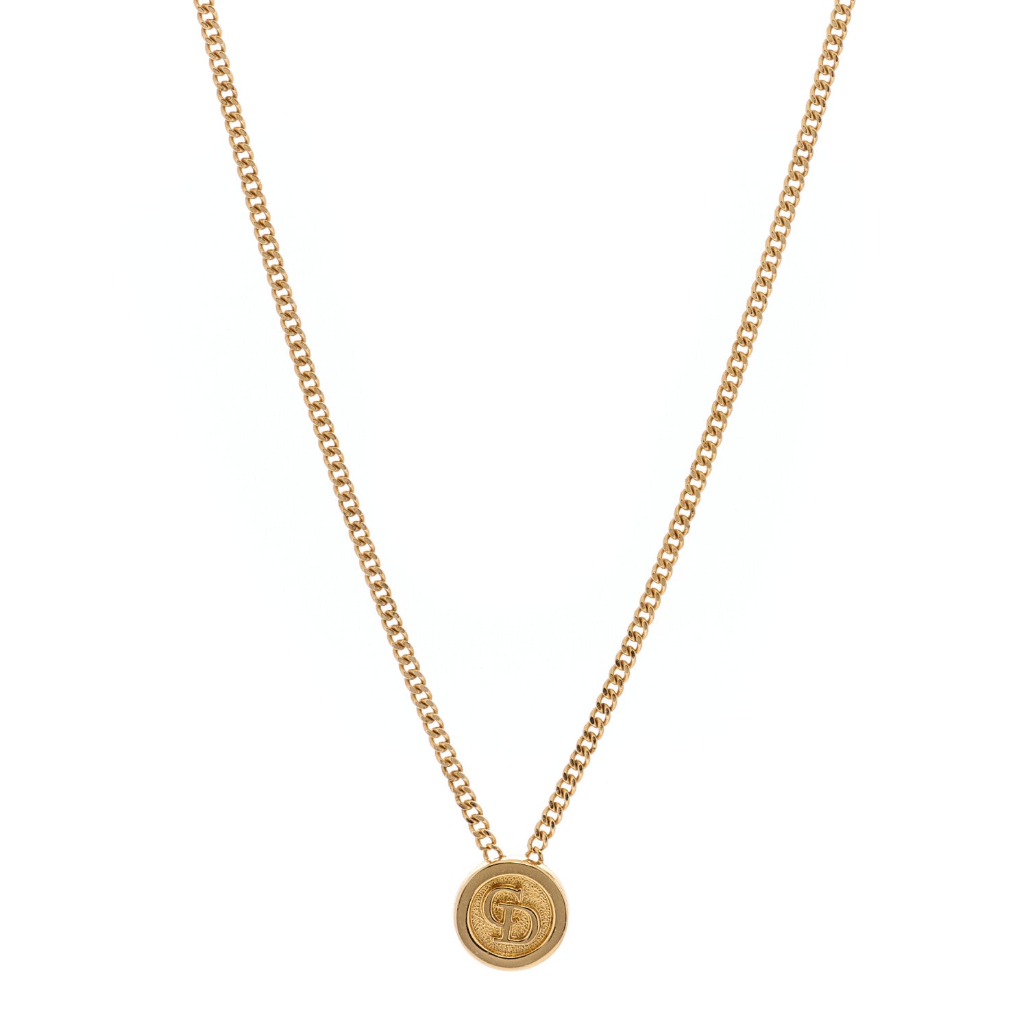 Christian Dior Metal CD Logo Necklace Gold 1 of 3