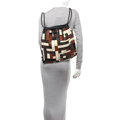 Saint Laurent Ostrich Lizard Snakeskin Patchwork Drawstring Bag Multicolor 3 of 11