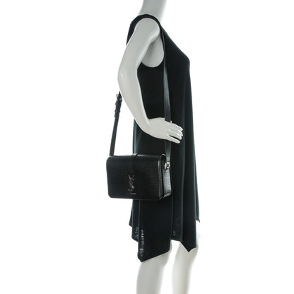 Saint Laurent Lizard Calfskin Embossed Classic Medium Monogram Universite Bag Black 2 of 7