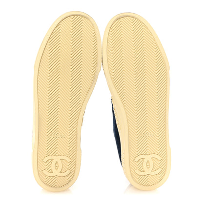 Chanel Crepe Suede Lace Up Sneakers 35.5 Navy 6 of 10