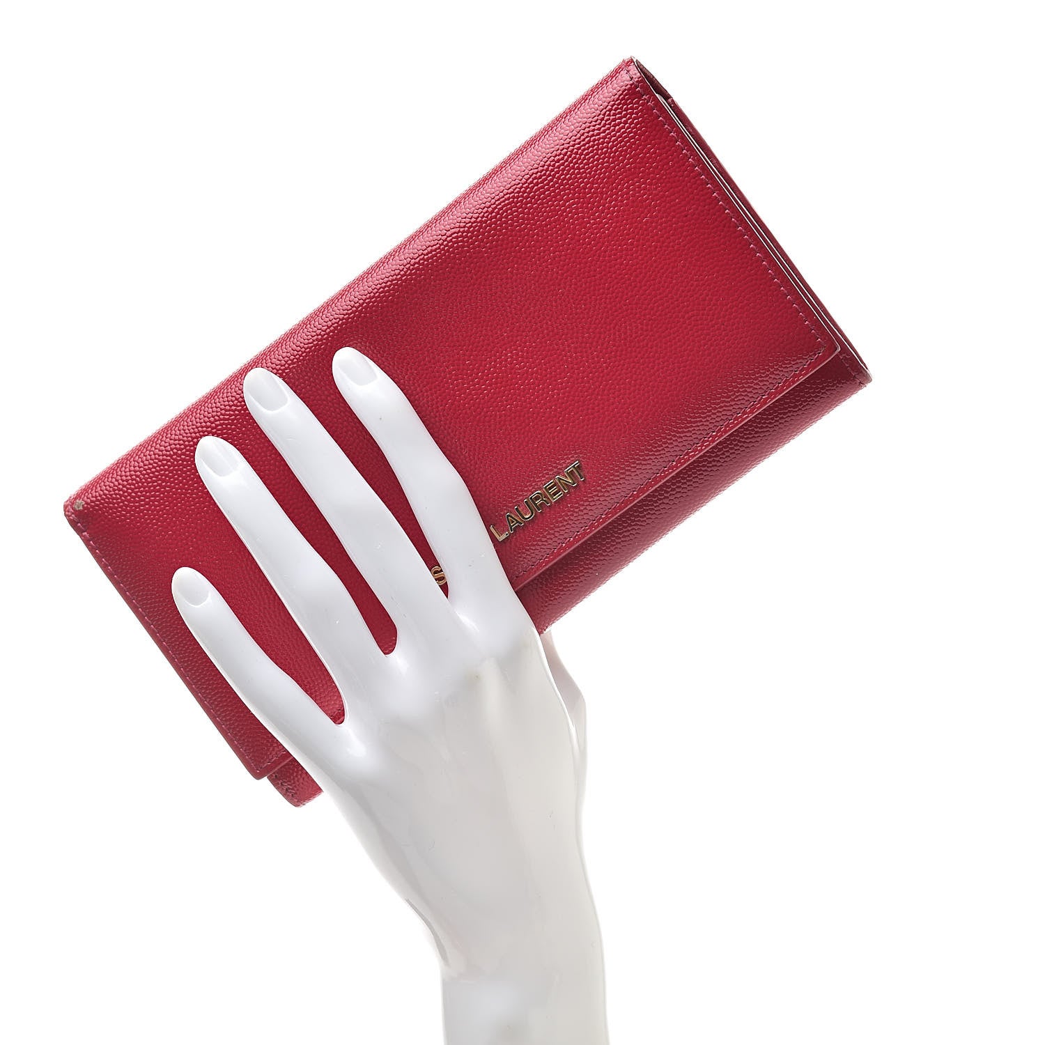 Saint Laurent Patent Grain de Poudre Classic Large Letters Flap Wallet Bubblegum 2 of 15