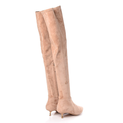 Valentino Garavani Suede Over The Knee Boots 37.5 Skin Sorbet 4 of 8