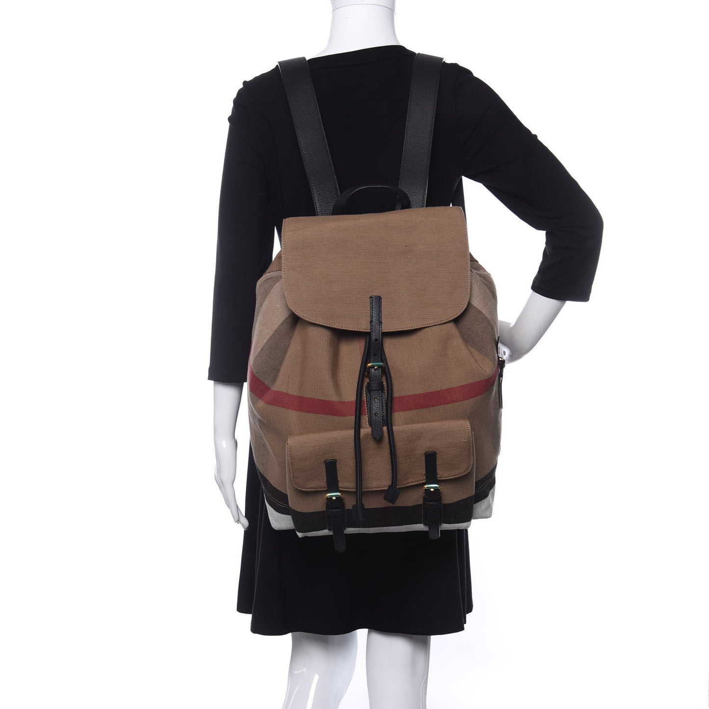 Canvas Mega Check Small Brookdale Backpack Black