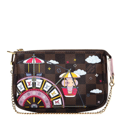 Louis Vuitton Damier Ebene 2020 Christmas Animation Big Wheel Mini Pochette Accessories Rose Ballerine 1 of 11