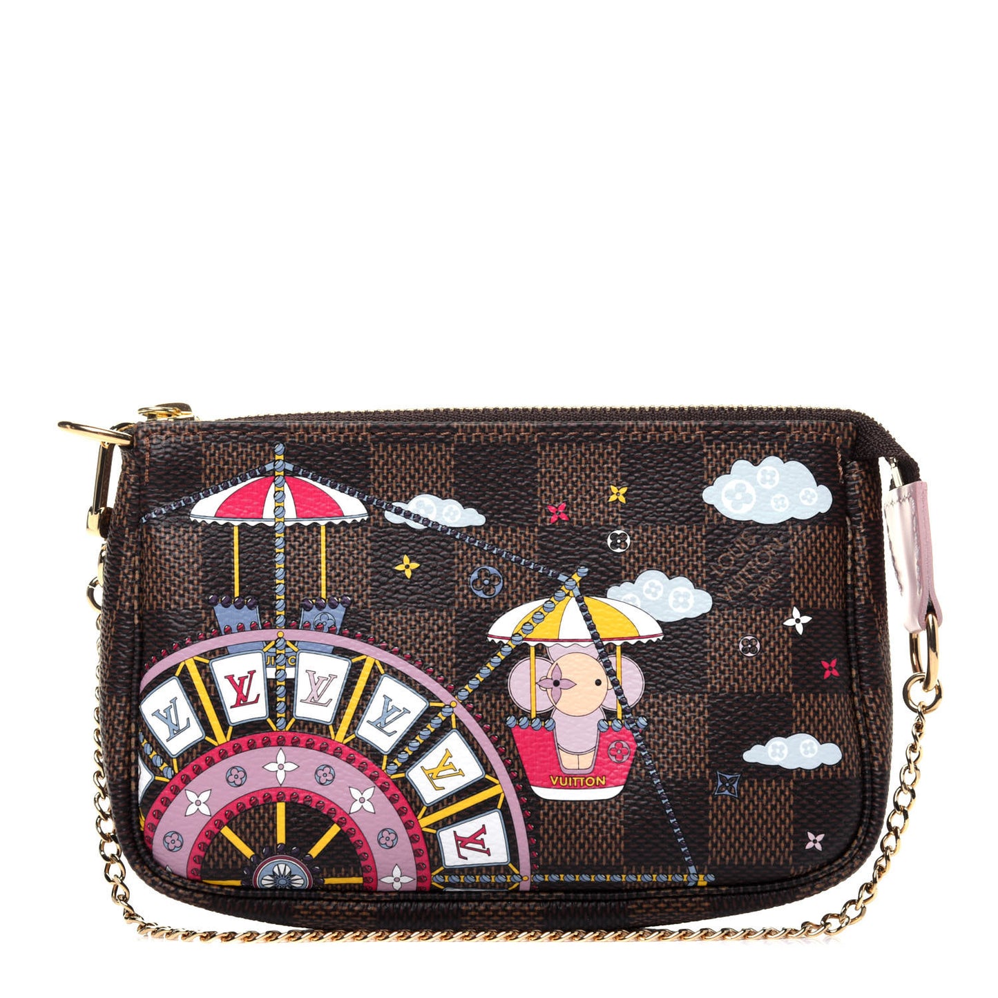 Damier Ebene 2020 Christmas Animation Big Wheel Mini Pochette Accessories Rose Ballerine