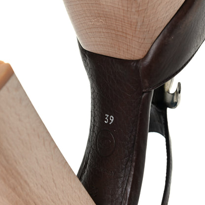 Chanel Calfskin Wooden CC Sandals 39 Dark Brown 7 of 8