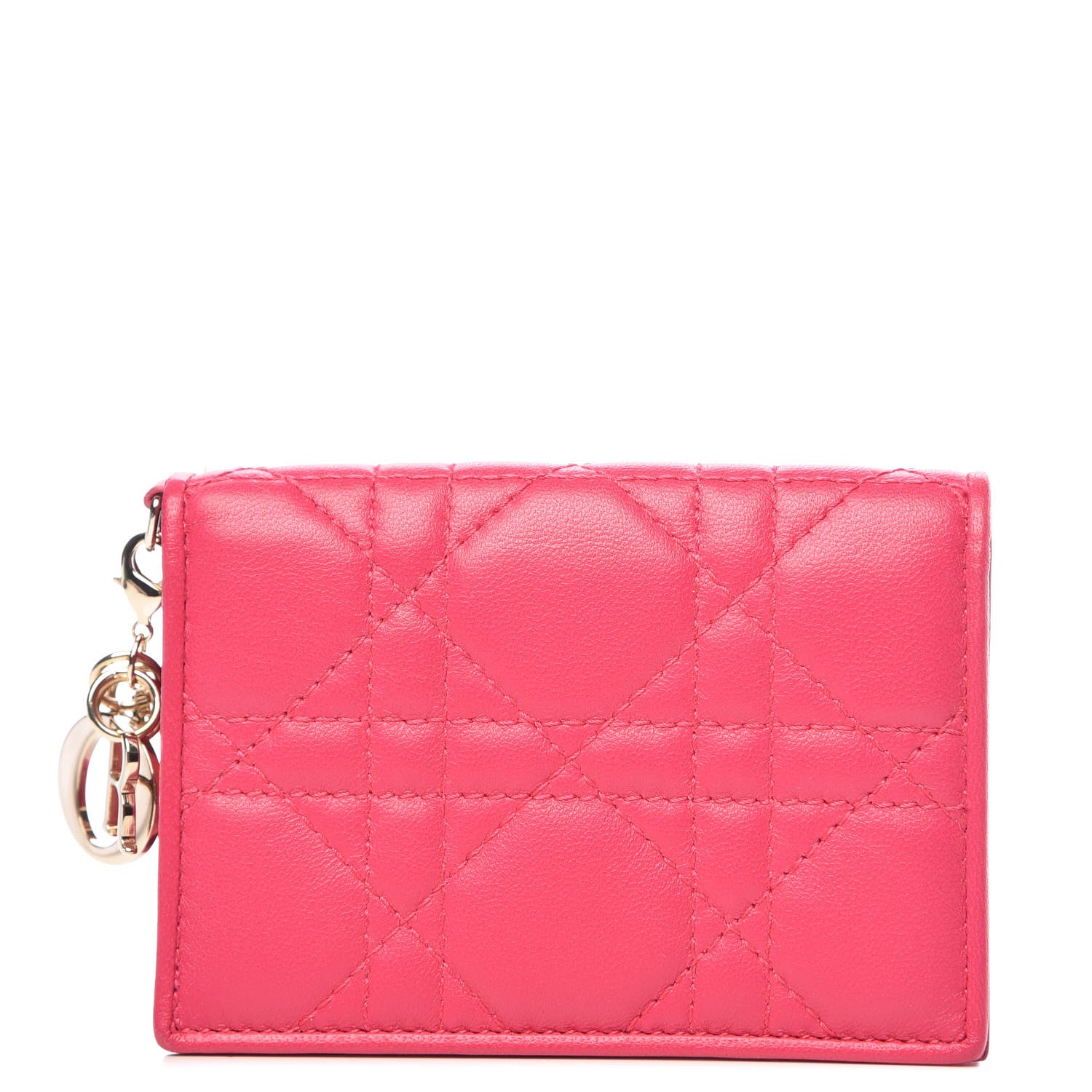 Christian Dior Lambskin Cannage Small Lady Dior Flap Card Holder Pink 1 of 9