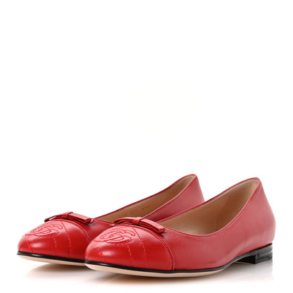 Gucci Nappa Charlotte Double G Ballet Flats 37 Maple Red 4 of 9