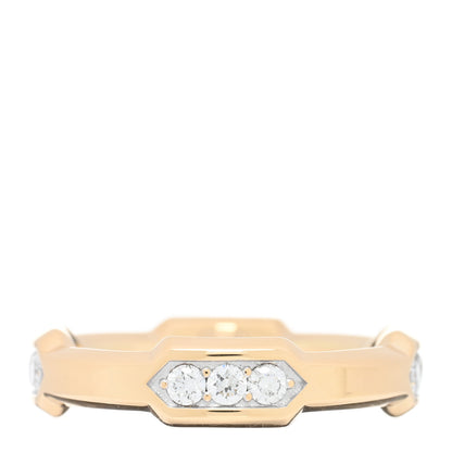 David Yurman 18K Yellow Gold Diamond Hex Station Band Ring 63 10.25 1 of 4