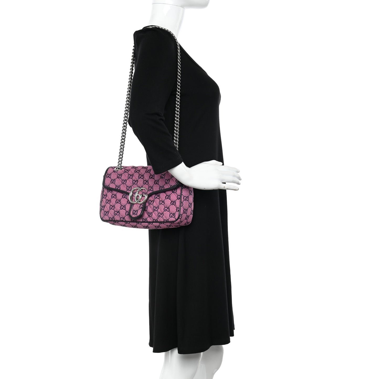 Monogram Multicolor Matelasse Diagonal Small GG Marmont Shoulder Bag Pink Blue