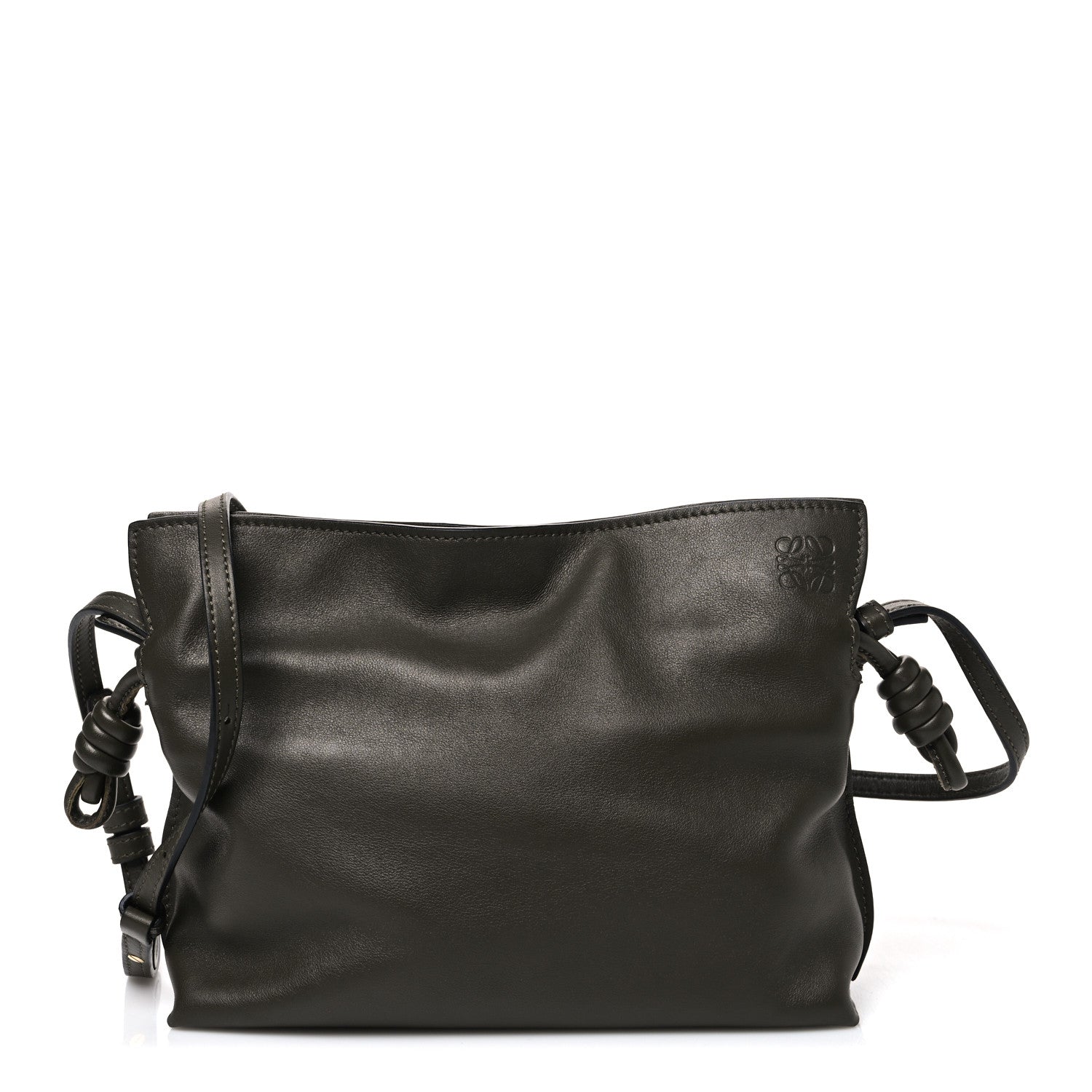 Loewe Calfskin Mini Flamenco Knot Clutch Dark Khaki 1 of 10
