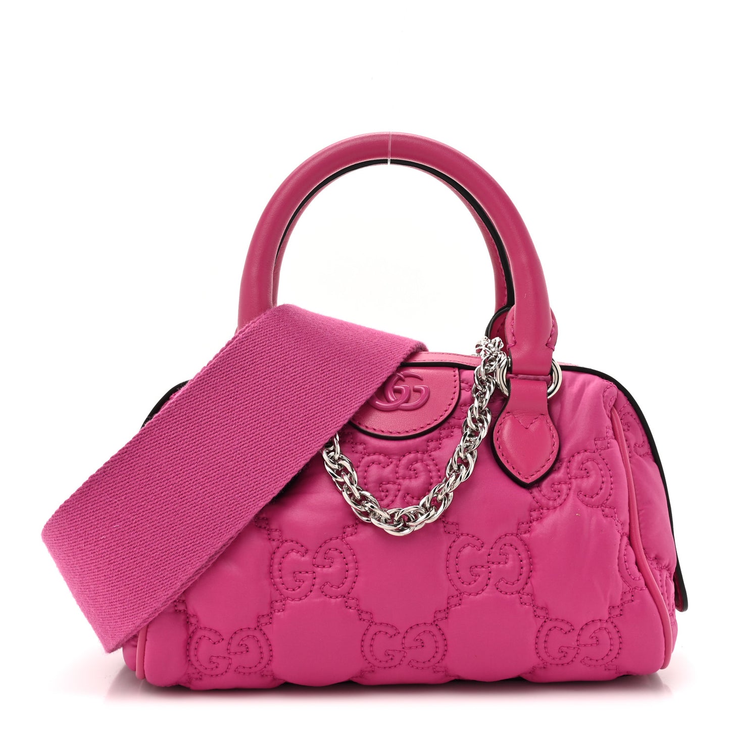 Nylon Calfskin Enamel GG Matelasse Mini Bowler Bag Lovely