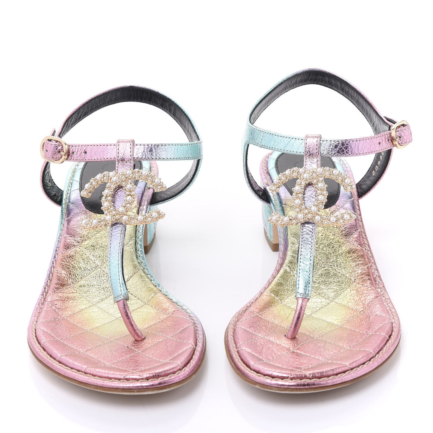 Goatskin Fantasy CC Pearl Thong Sandals 37.5 Multicolor