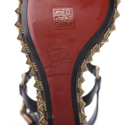 Christian Louboutin Nappa Silk Leopard Pira Ryad 110 Wedge Sandals 40 Black Marron 7 of 8