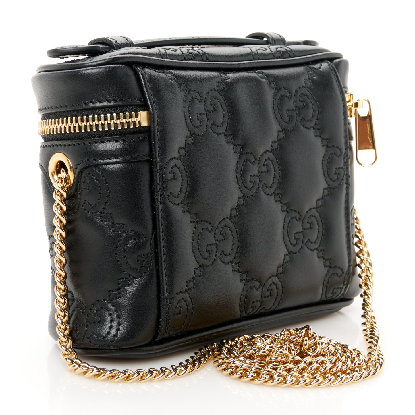 Calfskin GG Matelasse Mini Top Handle Bag Black