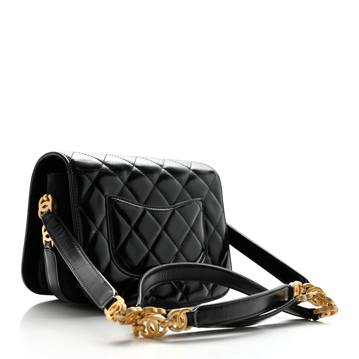 Chanel Shiny Calfskin Quilted Suede Goatskin Messenger Black 2 of 11