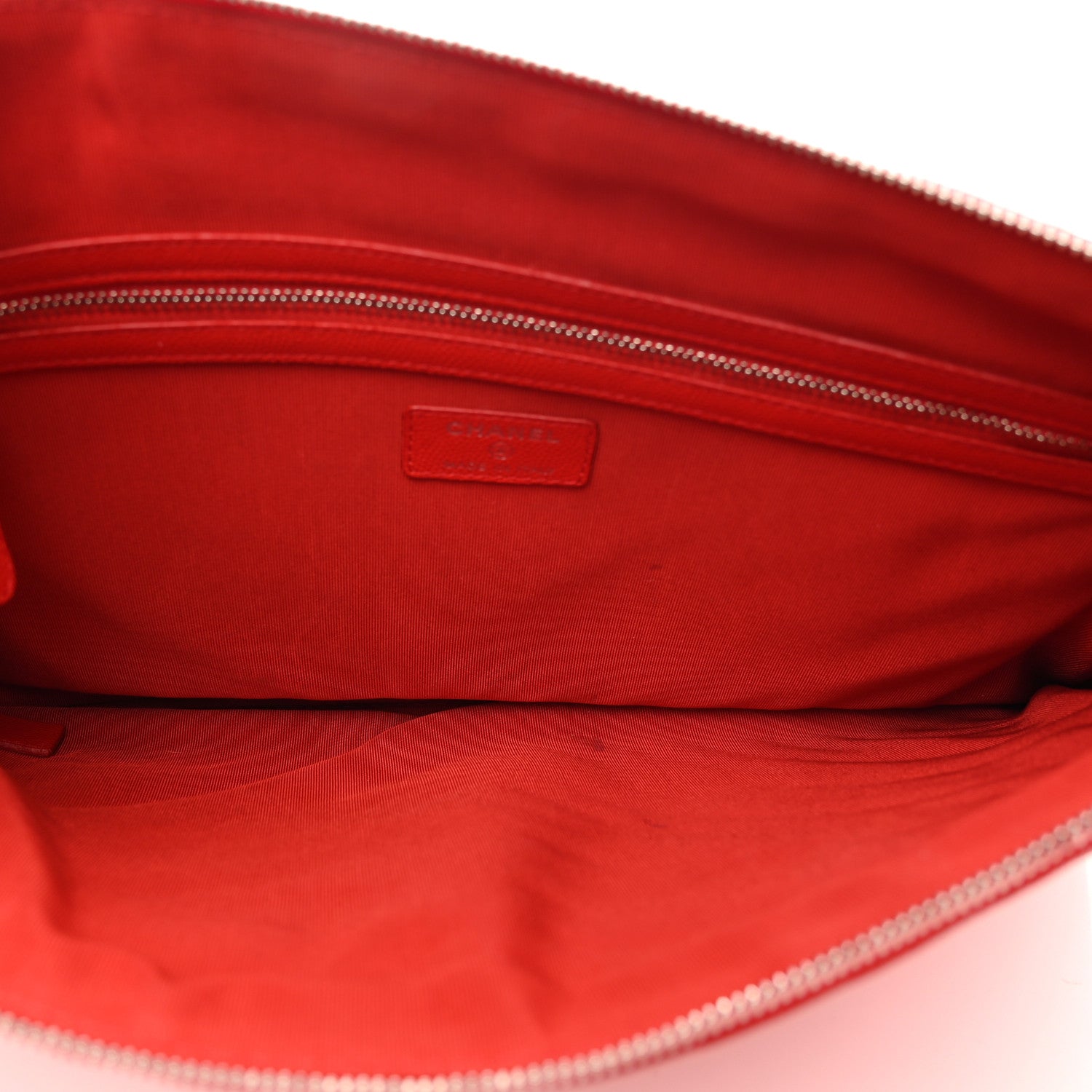 Chanel Caviar Chevron Quilted Large Cosmetic Case Red 5 of 7