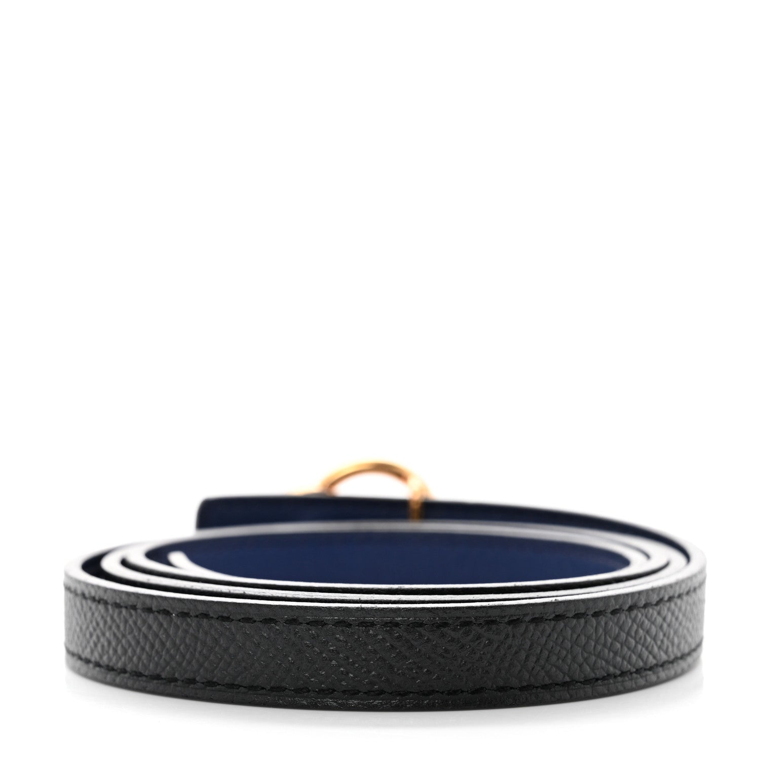 Hermes Swift Epsom 13mm Mini Laquee Reversible Belt 85 Black Bleu Saphir 2 of 9