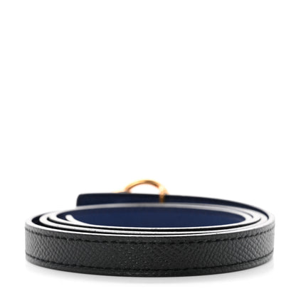 Hermes Swift Epsom 13mm Mini Laquee Reversible Belt 85 Black Bleu Saphir 2 of 9