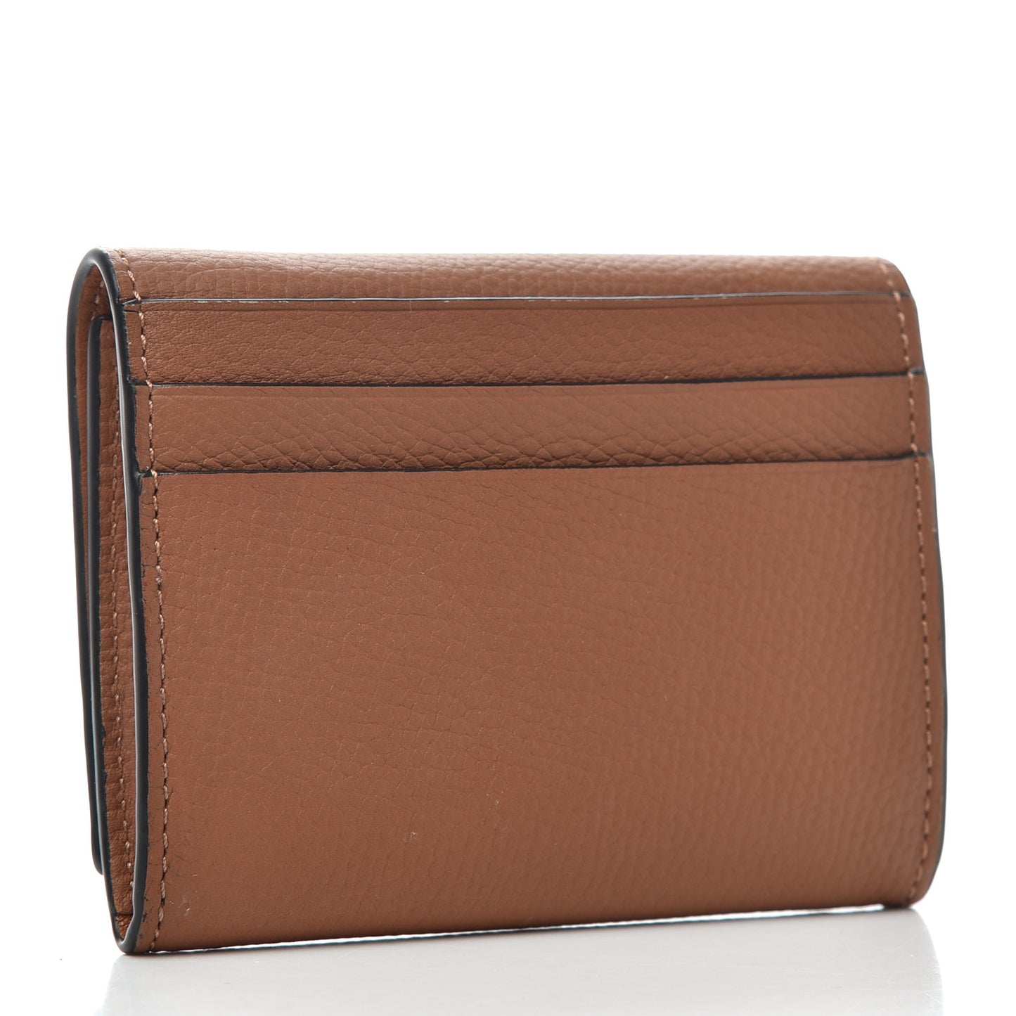 Pebble Grain Calfskin Anagram Square Coin Cardholder Tan