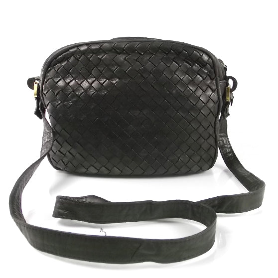 Bottega Veneta Vintage Woven Leather Shoulder Bag Black 1 of 8