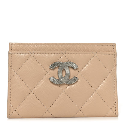 Chanel Caviar Quilted Textured CC Card Holder Beige 1 of 16