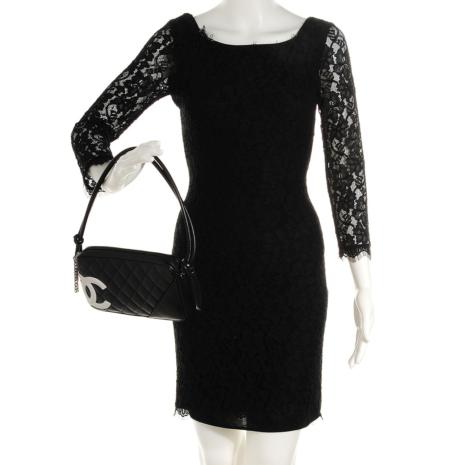 Chanel Calfskin Quilted Cambon Pochette Black White 2 of 7
