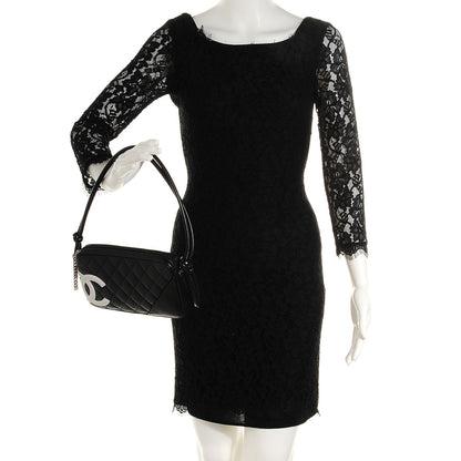 Chanel Calfskin Quilted Cambon Pochette Black White 2 of 7