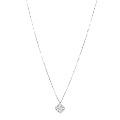 Van Cleef & Arpels 18K White Gold Diamond Sweet Alhambra Pendant Necklace 1 of 6