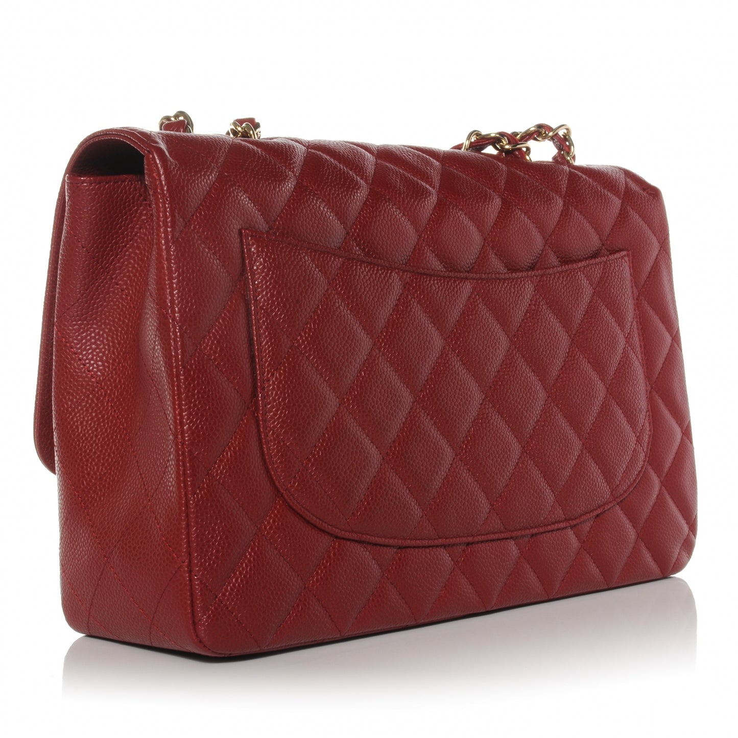 Caviar Jumbo Single Flap Dark Red