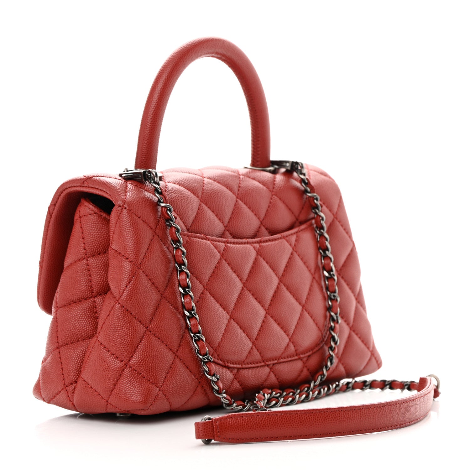 Chanel Caviar Quilted Mini Coco Handle Flap Red 3 of 13