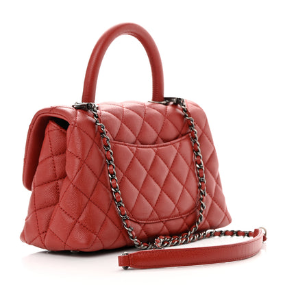 Chanel Caviar Quilted Mini Coco Handle Flap Red 3 of 13