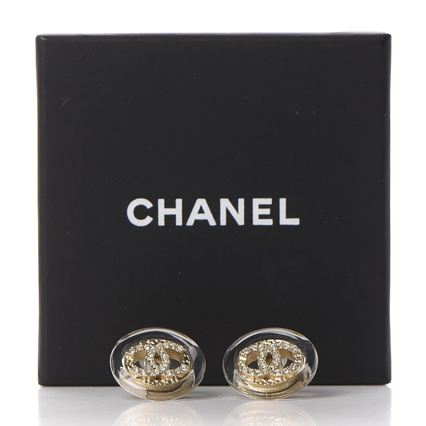 Pearl Crystal CC Round Earrings Gold