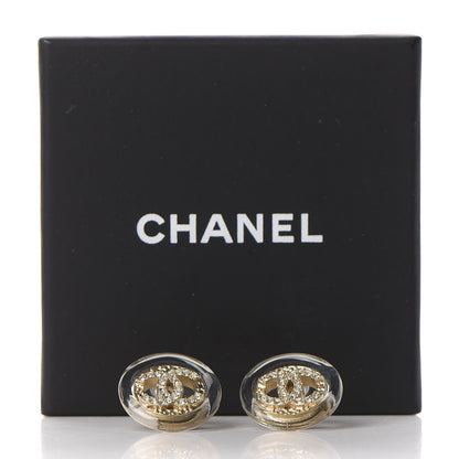Chanel Pearl Crystal CC Round Earrings Gold 5 of 5