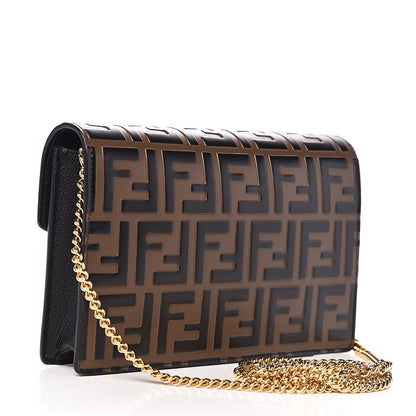 Fendi Vitello Cruise F is Fendi Bi-Color FF 1974 Embossed Medium Envelope Wallet On Chain Black Maya 2 of 10