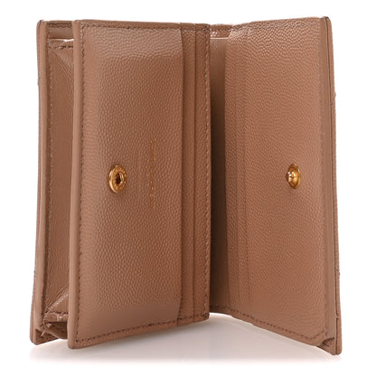 Saint Laurent Grain De Poudre Matelasse Chevron Monogram Flap Card Case Vintage Peach 5 of 7