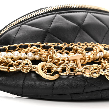 Chanel Lambskin Quilted All About Chains Waist Belt Bag Black 9 of 10