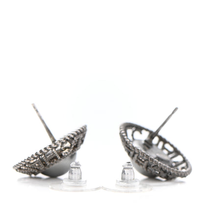 Chanel Pearl CC Round Earrings Ruthenium Dark Grey 3 of 5
