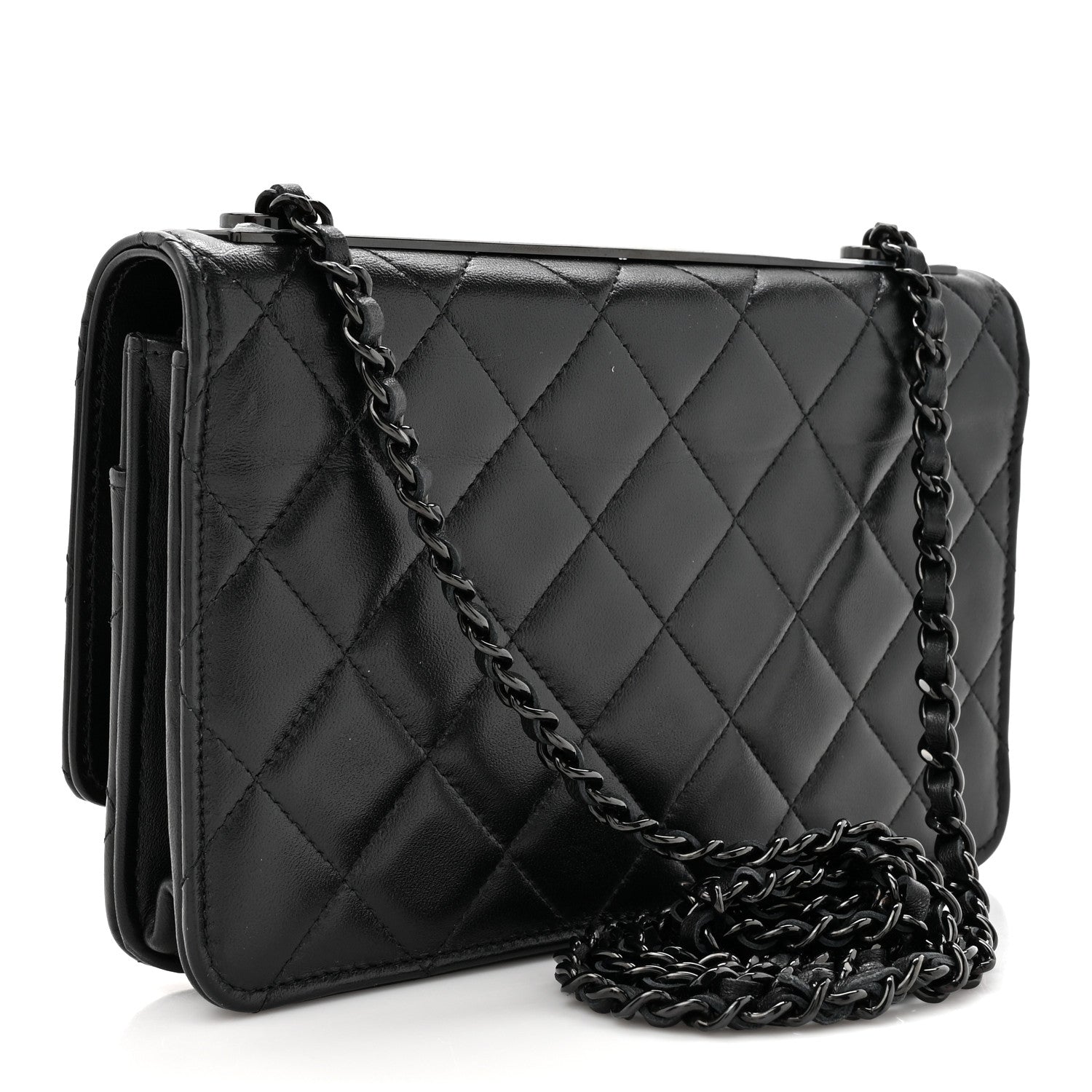 Chanel Lambskin Quilted Trendy CC Wallet On Chain WOC So Black 3 of 11